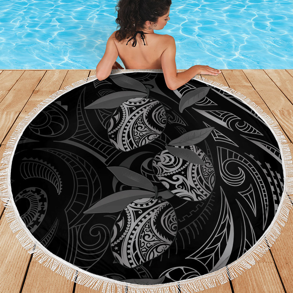 Hawaiian Mango Tribal Tattoo Beach Blanket Black White Pacific Traditional Pattern LT9 - Polynesian Pride
