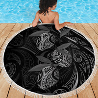 Hawaiian Mango Tribal Tattoo Beach Blanket Black White Pacific Traditional Pattern LT9 - Polynesian Pride