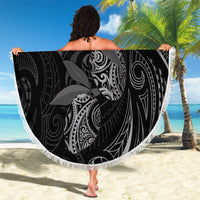 Hawaiian Mango Tribal Tattoo Beach Blanket Black White Pacific Traditional Pattern LT9 - Polynesian Pride