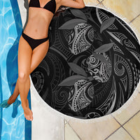 Hawaiian Mango Tribal Tattoo Beach Blanket Black White Pacific Traditional Pattern LT9 - Polynesian Pride