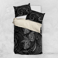 Hawaiian Mango Tribal Tattoo Bedding Set Black White Pacific Traditional Pattern LT9 US Twin 172cm x 218cm Black - Polynesian Pride