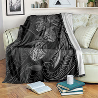 Hawaiian Mango Tribal Tattoo Blanket Black White Pacific Traditional Pattern LT9 Black - Polynesian Pride