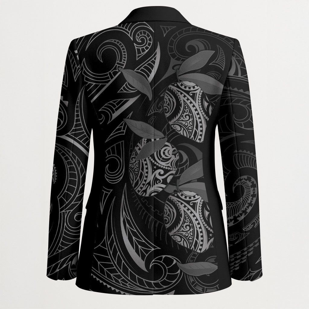 Hawaiian Mango Tribal Tattoo Blazer Black White Pacific Traditional Pattern LT9 - Polynesian Pride