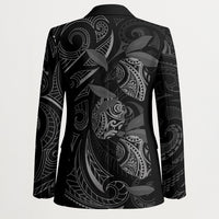 Hawaiian Mango Tribal Tattoo Blazer Black White Pacific Traditional Pattern LT9 - Polynesian Pride