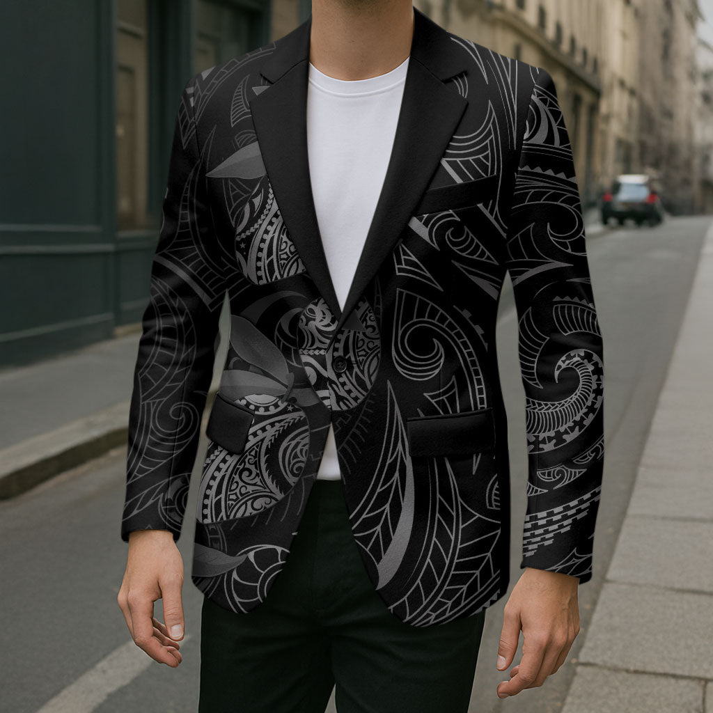 Hawaiian Mango Tribal Tattoo Blazer Black White Pacific Traditional Pattern LT9 - Polynesian Pride
