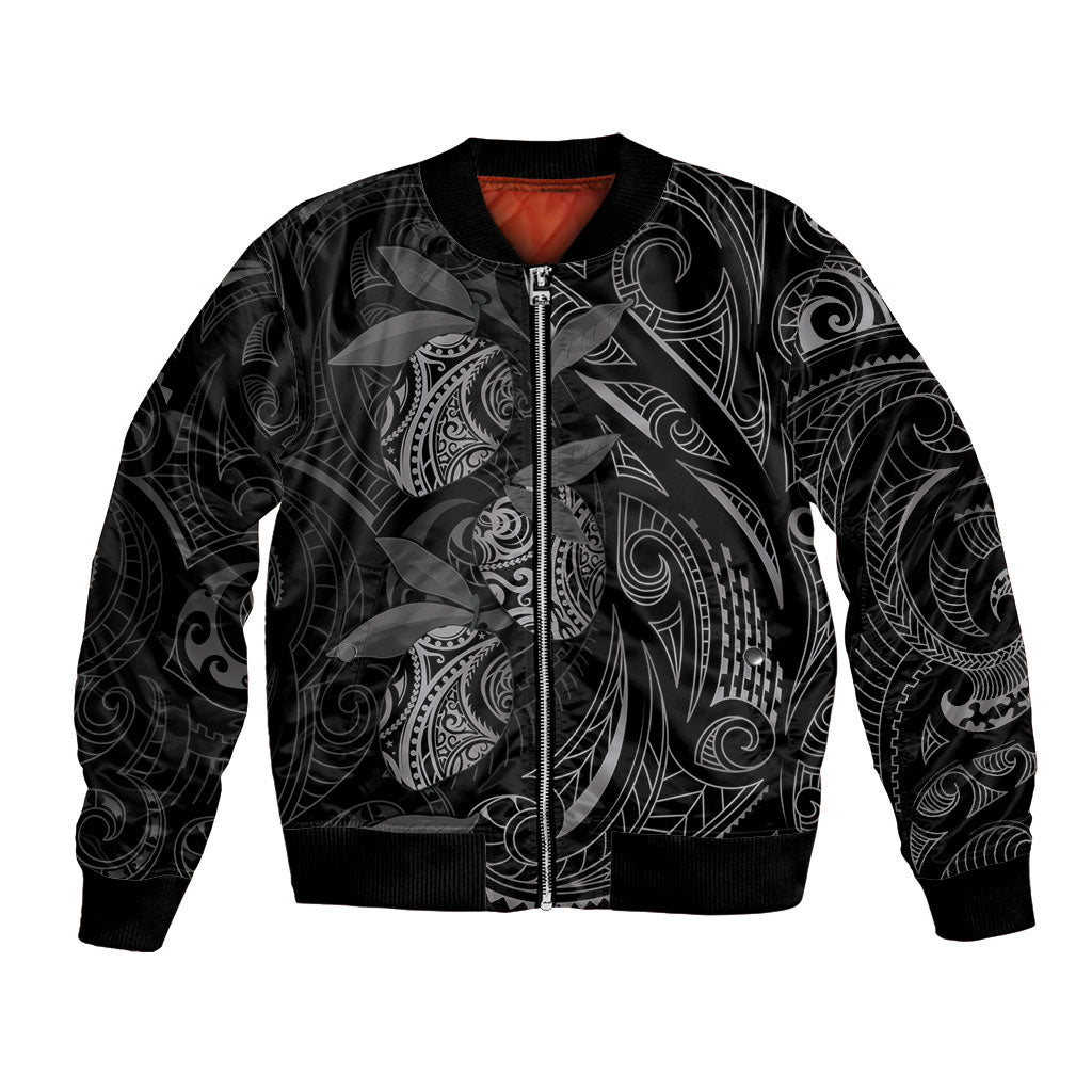Hawaiian Mango Tribal Tattoo Bomber Jacket Black White Pacific Traditional Pattern LT9 Unisex Black - Polynesian Pride