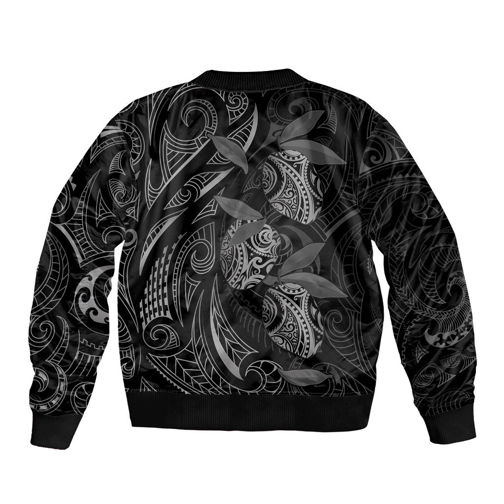 Hawaiian Mango Tribal Tattoo Bomber Jacket Black White Pacific Traditional Pattern LT9 - Polynesian Pride