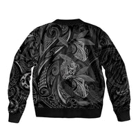 Hawaiian Mango Tribal Tattoo Bomber Jacket Black White Pacific Traditional Pattern LT9 - Polynesian Pride