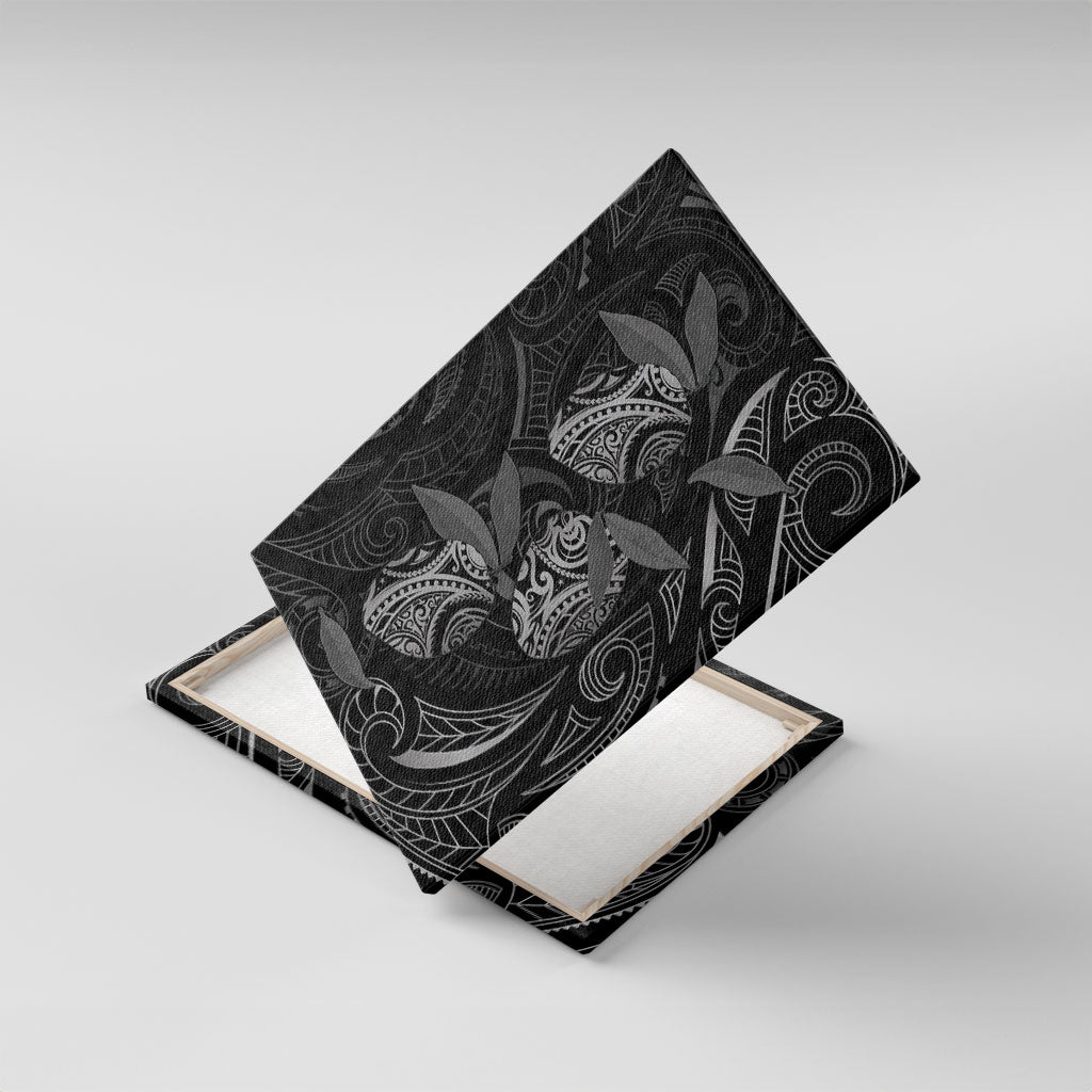 Hawaiian Mango Tribal Tattoo Canvas Wall Art Black White Pacific Traditional Pattern LT9 With Frame Black - Polynesian Pride
