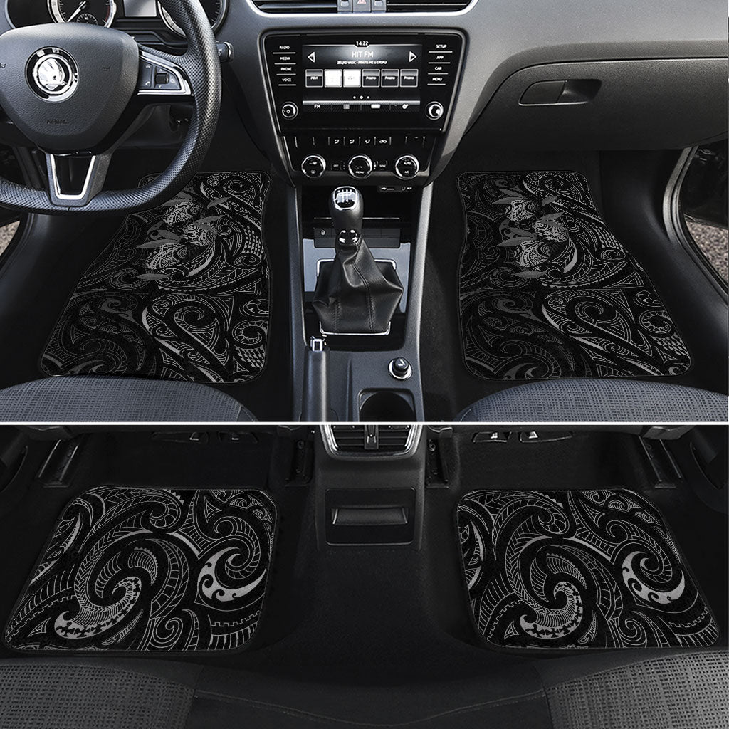 Hawaiian Mango Tribal Tattoo Car Mats Black White Pacific Traditional Pattern LT9 Set 4pcs Black - Polynesian Pride