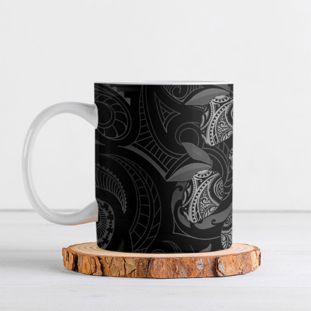 Hawaiian Mango Tribal Tattoo Ceramic Mug Black White Pacific Traditional Pattern LT9 Black - Polynesian Pride