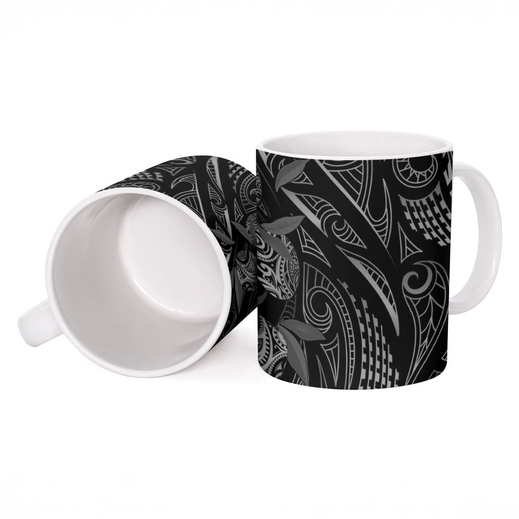 Hawaiian Mango Tribal Tattoo Ceramic Mug Black White Pacific Traditional Pattern LT9 - Polynesian Pride