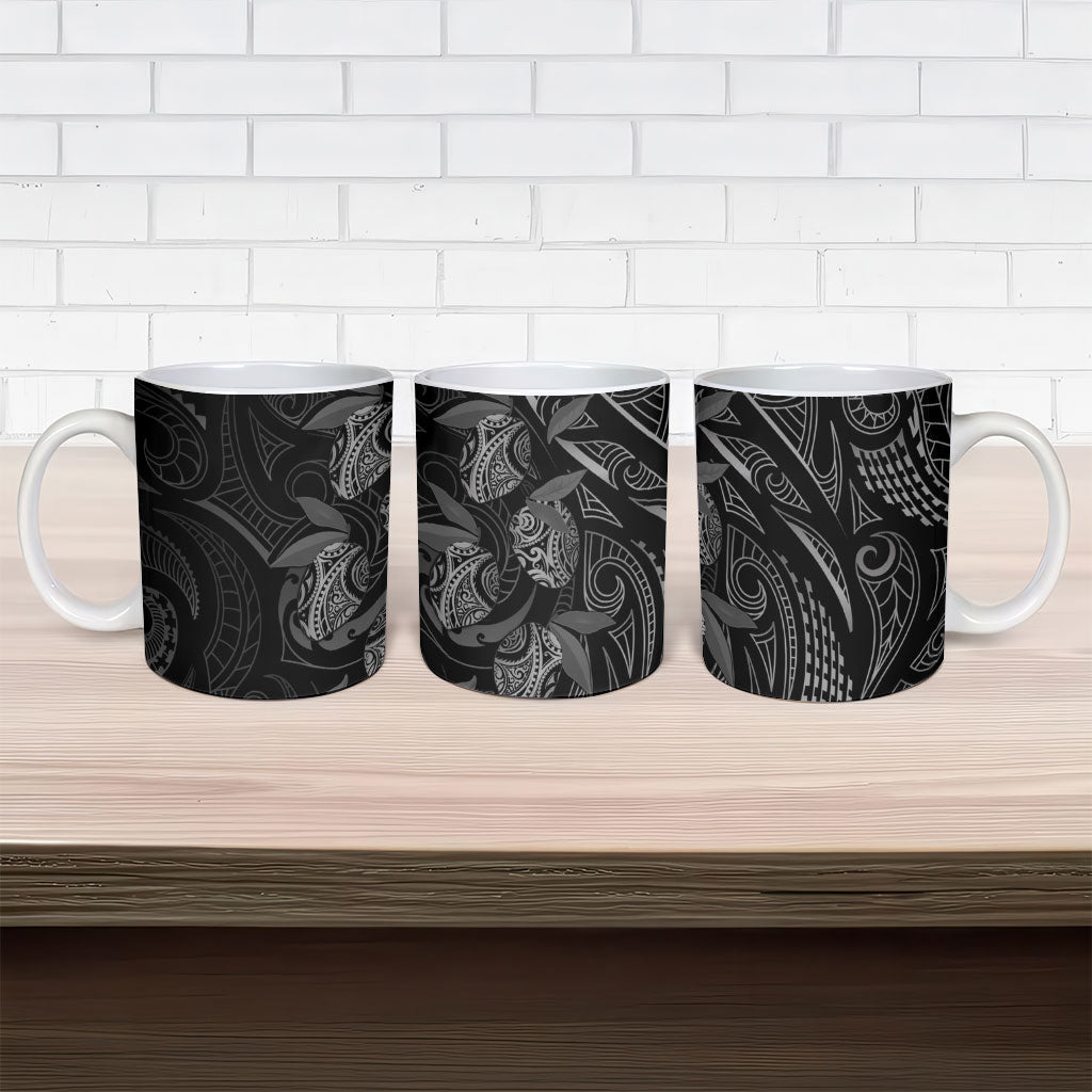 Hawaiian Mango Tribal Tattoo Ceramic Mug Black White Pacific Traditional Pattern LT9 - Polynesian Pride