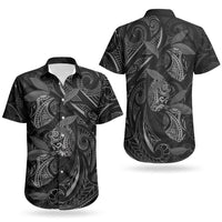 Hawaiian Mango Tribal Tattoo Couples Matching Mermaid Dress and Hawaiian Shirt Black White Pacific Traditional Pattern LT9 - Polynesian Pride