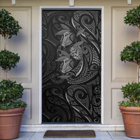 Hawaiian Mango Tribal Tattoo Door Cover Black White Pacific Traditional Pattern LT9 Black - Polynesian Pride