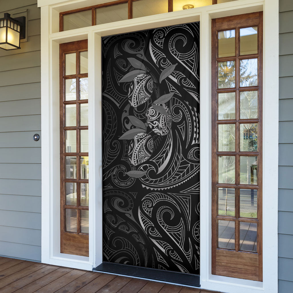 Hawaiian Mango Tribal Tattoo Door Cover Black White Pacific Traditional Pattern LT9 - Polynesian Pride