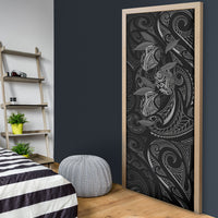 Hawaiian Mango Tribal Tattoo Door Cover Black White Pacific Traditional Pattern LT9 - Polynesian Pride