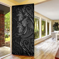Hawaiian Mango Tribal Tattoo Door Cover Black White Pacific Traditional Pattern LT9 - Polynesian Pride