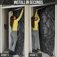 Hawaiian Mango Tribal Tattoo Door Cover Black White Pacific Traditional Pattern LT9 - Polynesian Pride