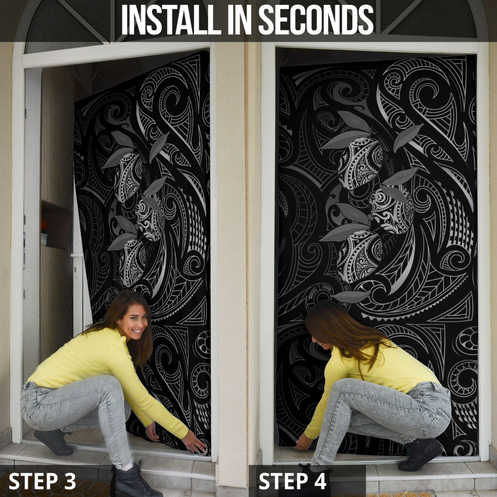 Hawaiian Mango Tribal Tattoo Door Cover Black White Pacific Traditional Pattern LT9 - Polynesian Pride