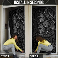 Hawaiian Mango Tribal Tattoo Door Cover Black White Pacific Traditional Pattern LT9 - Polynesian Pride