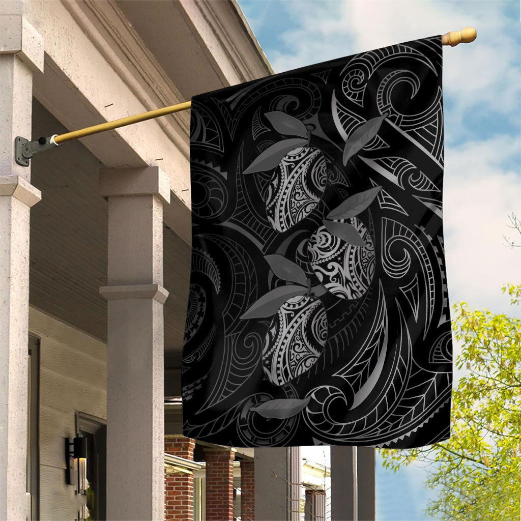 Hawaiian Mango Tribal Tattoo Garden Flag Black White Pacific Traditional Pattern LT9 House Flag Black - Polynesian Pride