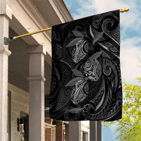 Hawaiian Mango Tribal Tattoo Garden Flag Black White Pacific Traditional Pattern LT9 House Flag Black - Polynesian Pride