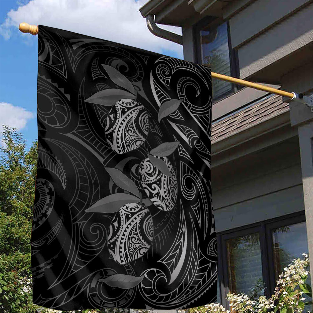 Hawaiian Mango Tribal Tattoo Garden Flag Black White Pacific Traditional Pattern LT9 - Polynesian Pride