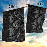 Hawaiian Mango Tribal Tattoo Garden Flag Black White Pacific Traditional Pattern LT9 - Polynesian Pride