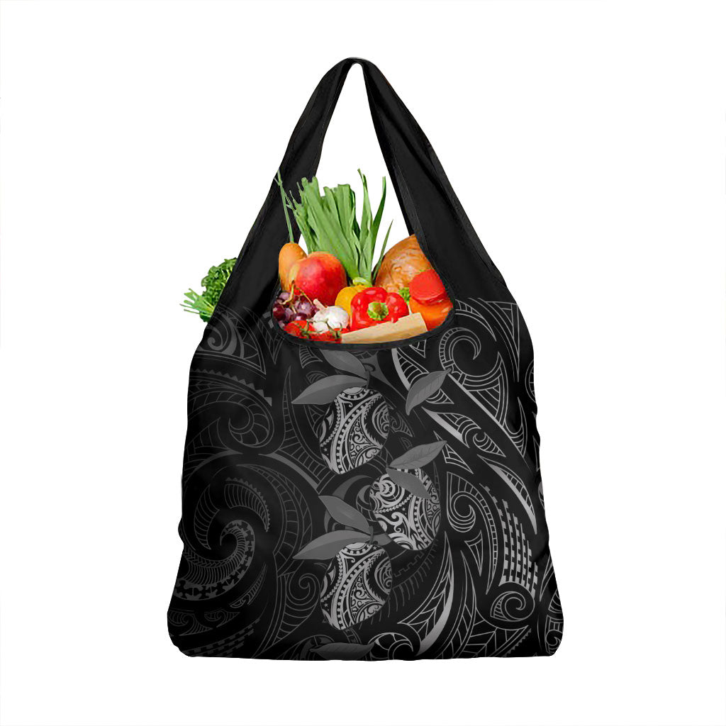 Hawaiian Mango Tribal Tattoo Grocery Bag Black White Pacific Traditional Pattern LT9 1-pack One Size Black - Polynesian Pride