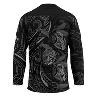 Hawaiian Mango Tribal Tattoo Hockey Jersey Black White Pacific Traditional Pattern LT9 - Polynesian Pride