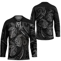 Hawaiian Mango Tribal Tattoo Hockey Jersey Black White Pacific Traditional Pattern LT9 - Polynesian Pride