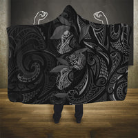 Hawaiian Mango Tribal Tattoo Hooded Blanket Black White Pacific Traditional Pattern LT9 - Polynesian Pride