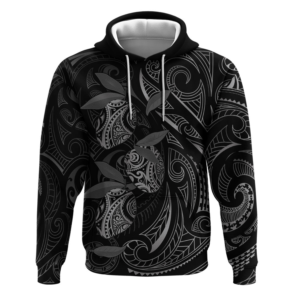 Hawaiian Mango Tribal Tattoo Hoodie Black White Pacific Traditional Pattern LT9 Pullover Hoodie Black - Polynesian Pride