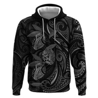 Hawaiian Mango Tribal Tattoo Hoodie Black White Pacific Traditional Pattern LT9 Pullover Hoodie Black - Polynesian Pride