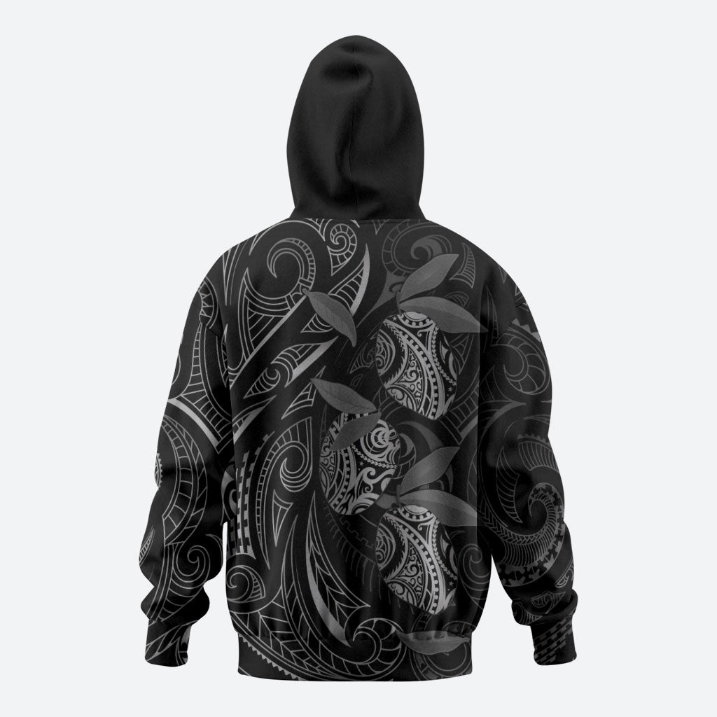 Hawaiian Mango Tribal Tattoo Hoodie Black White Pacific Traditional Pattern LT9 - Polynesian Pride