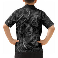 Hawaiian Mango Tribal Tattoo Kid Hawaiian Shirt Black White Pacific Traditional Pattern LT9 - Polynesian Pride
