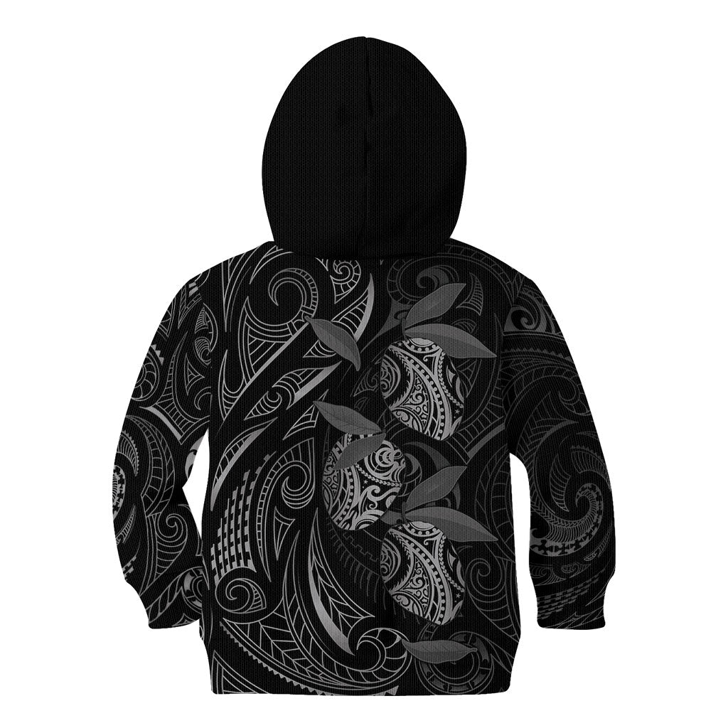 Hawaiian Mango Tribal Tattoo Kid Hoodie Black White Pacific Traditional Pattern LT9 - Polynesian Pride