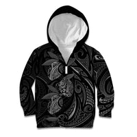 Hawaiian Mango Tribal Tattoo Kid Hoodie Black White Pacific Traditional Pattern LT9 Zip Hoodie Black - Polynesian Pride