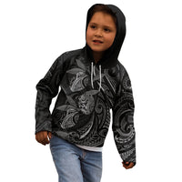 Hawaiian Mango Tribal Tattoo Kid Hoodie Black White Pacific Traditional Pattern LT9 - Polynesian Pride