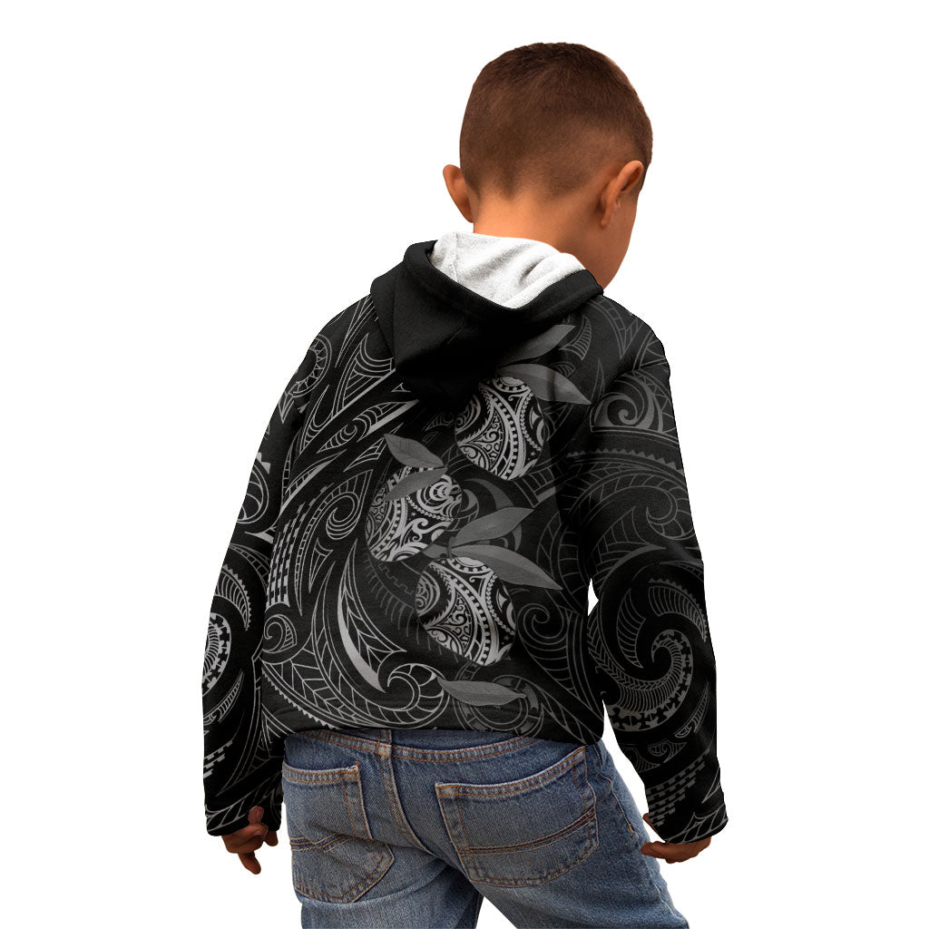 Hawaiian Mango Tribal Tattoo Kid Hoodie Black White Pacific Traditional Pattern LT9 - Polynesian Pride