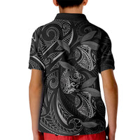 Hawaiian Mango Tribal Tattoo Kid Polo Shirt Black White Pacific Traditional Pattern LT9 - Polynesian Pride