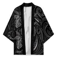 Hawaiian Mango Tribal Tattoo Kimono Black White Pacific Traditional Pattern LT9 Unisex Black - Polynesian Pride
