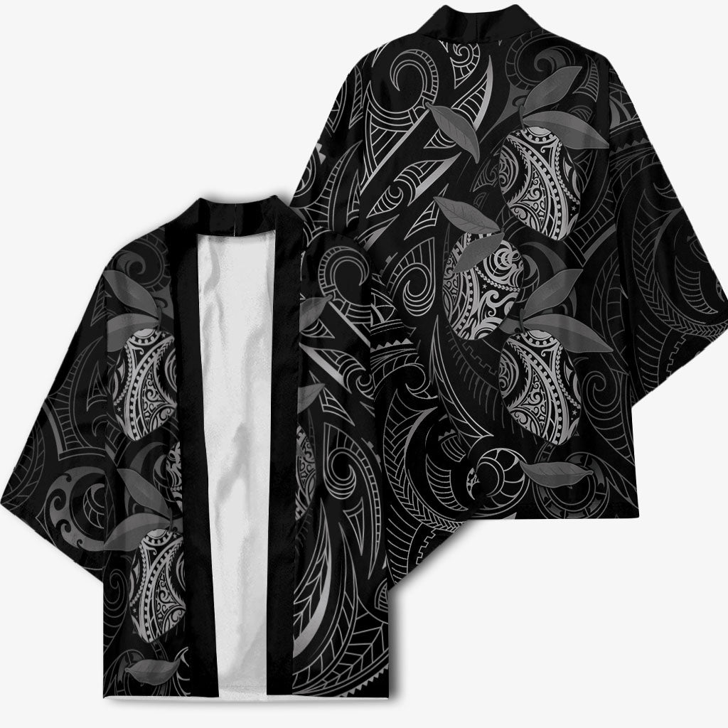 Hawaiian Mango Tribal Tattoo Kimono Black White Pacific Traditional Pattern LT9 - Polynesian Pride