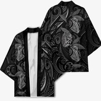 Hawaiian Mango Tribal Tattoo Kimono Black White Pacific Traditional Pattern LT9 - Polynesian Pride
