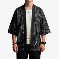 Hawaiian Mango Tribal Tattoo Kimono Black White Pacific Traditional Pattern LT9 - Polynesian Pride