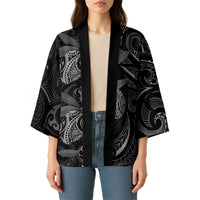 Hawaiian Mango Tribal Tattoo Kimono Black White Pacific Traditional Pattern LT9 - Polynesian Pride