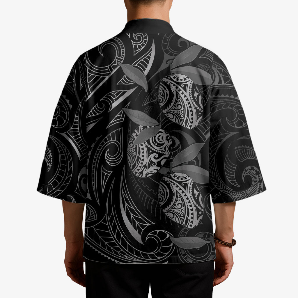 Hawaiian Mango Tribal Tattoo Kimono Black White Pacific Traditional Pattern LT9 - Polynesian Pride