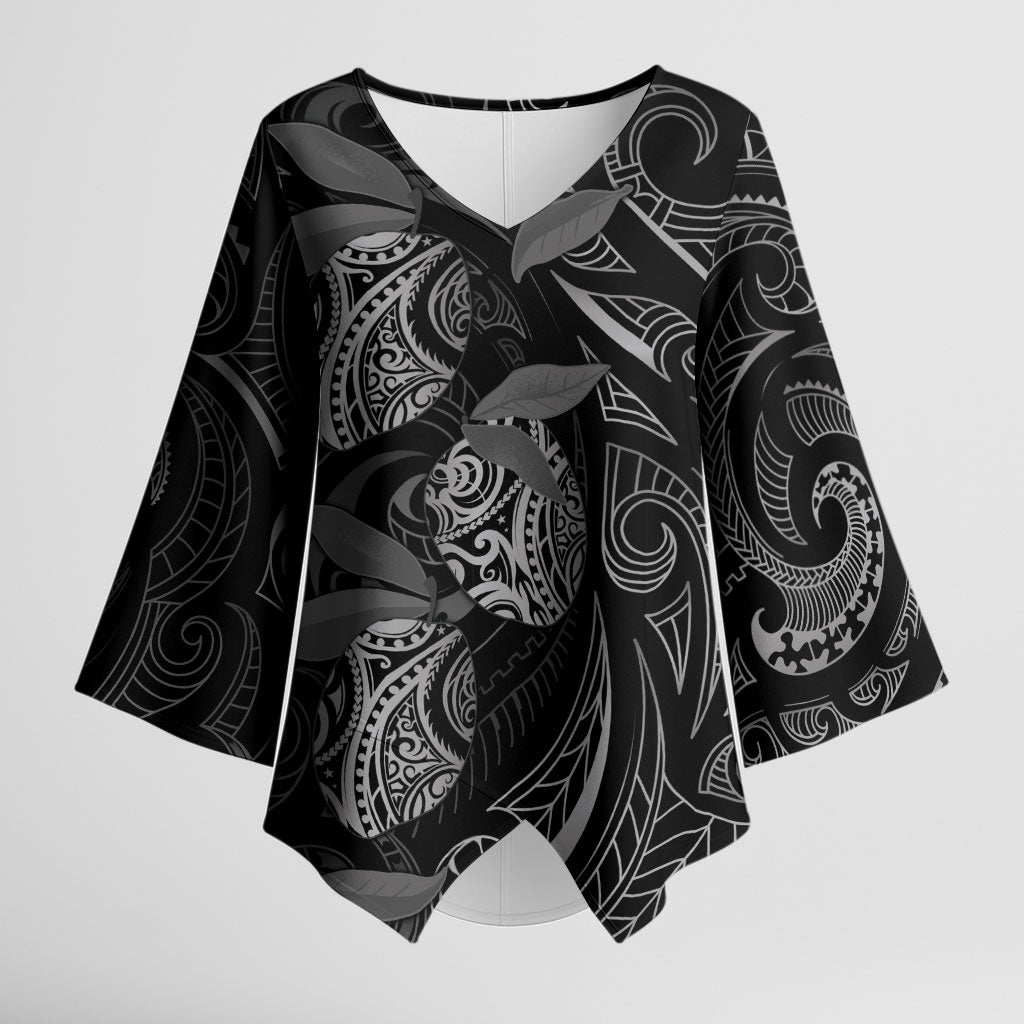 Hawaiian Mango Tribal Tattoo Kimono Sleeve Blouse Black White Pacific Traditional Pattern LT9 Female Black - Polynesian Pride