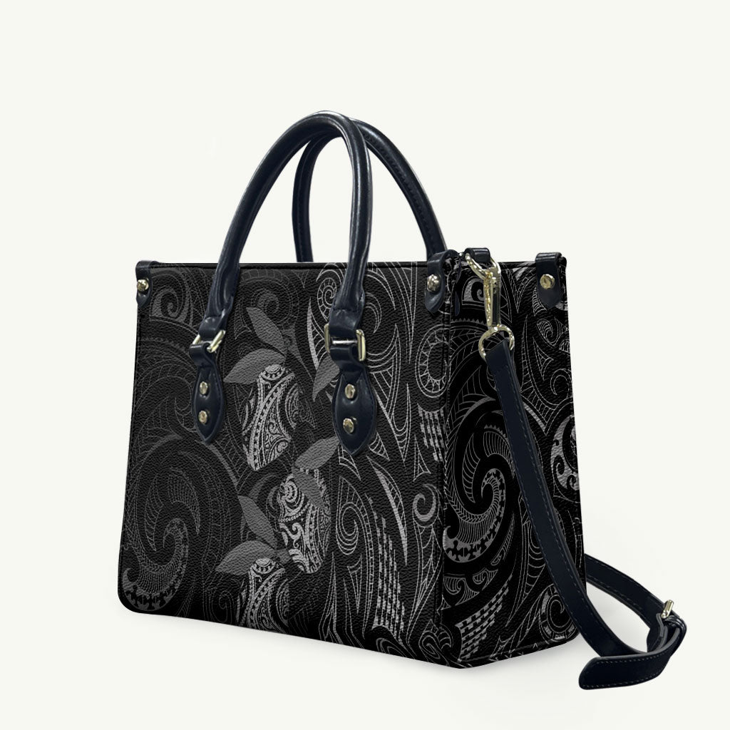 Hawaiian Mango Tribal Tattoo Leather Bag Black White Pacific Traditional Pattern LT9 Black - Polynesian Pride